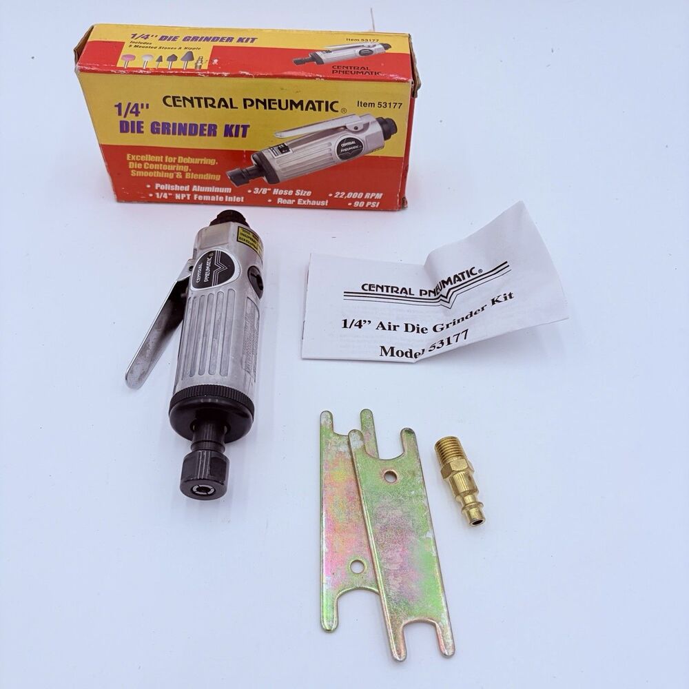 Central Pneumatic 1/4” Air Die Grinder Kit 53177 Pneumatic Tool w Box